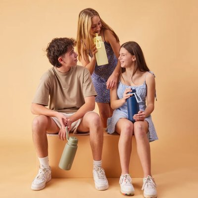 b.box Nerezová termoláhev s brčkem 1000 ml - Olive - obrázek