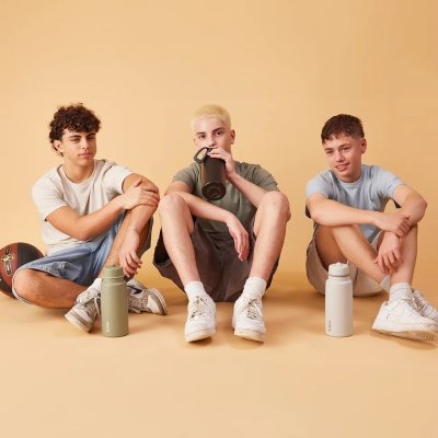 b.box Nerezová termoláhev s brčkem 1000 ml - Olive - obrázek