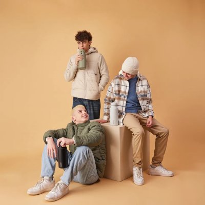 b.box Nerezová termoláhev s brčkem 1000 ml - White Out - obrázek