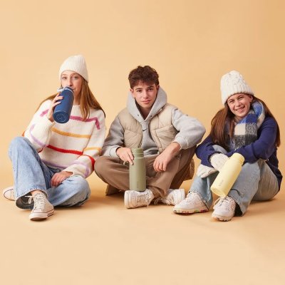 b.box Nerezová termoláhev s brčkem 1000 ml - Lemon Twist - obrázek