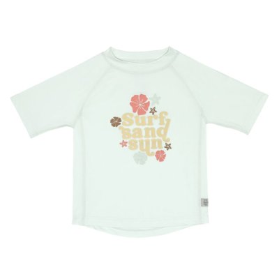 Lässig Rashguard s krátkým rukávem Flowers - Sea Foam, 19 - 24 m