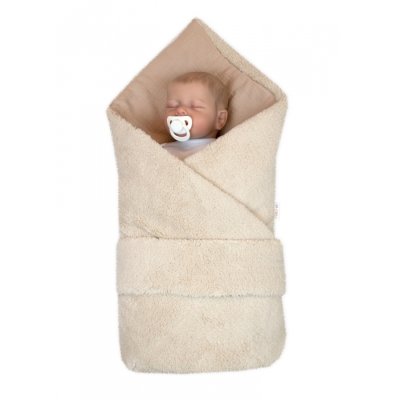 Baby Nellys Oboustranná zavinovačka/Deka/Podložka se stuhou 76 x 76 cm - Béžová - obrázek