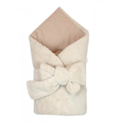 Baby Nellys Oboustranná zavinovačka/Deka/Podložka se stuhou 76 x 76 cm - Béžová - obrázek