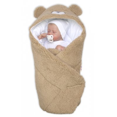Baby Nellys Beránková zavinovačka s kapucí 75 x 80 cm - Teddy Bear - obrázek