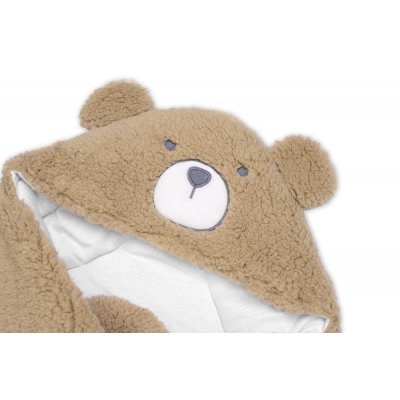Baby Nellys Beránková zavinovačka s kapucí 75 x 80 cm - Teddy Bear - obrázek