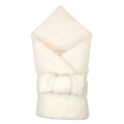 Baby Nellys Oboustranná zavinovačka/Deka/Podložka se stuhou 76 x 76 cm - Smetanová - obrázek