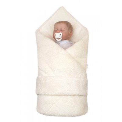 Baby Nellys Oboustranná zavinovačka/Deka/Podložka se stuhou 76 x 76 cm - Smetanová - obrázek