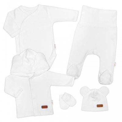 Baby Nellys Bavlněná souprava pro miminko do porodnice Made with Love - Bílá, vel. 50 - obrázek