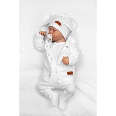 Baby Nellys Bavlněná souprava pro miminko do porodnice Made with Love - Bílá, vel. 50 - obrázek