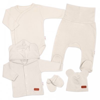 Baby Nellys Bavlněná souprava pro miminko do porodnice Made with Love - Ecru, vel. 50 - obrázek