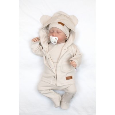 Baby Nellys Bavlněná souprava pro miminko do porodnice Made with Love - Ecru, vel. 50 - obrázek