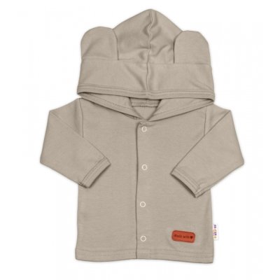 Baby Nellys Bavlněná souprava pro miminko do porodnice Made with Love - Tmavě béžová, vel. 50 - obrázek