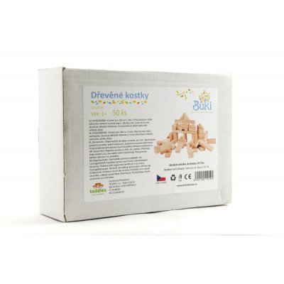 Teddies kostky dřevěné přírodní - 50 ks - obrázek