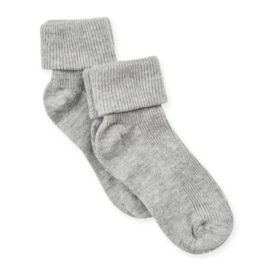 Minymo Kojenecké žebrované ponožky s přehnutím 2 ks - Light Grey Melange, vel. 19/22