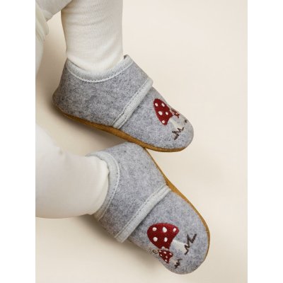 En Fant Vlněné capáčky s výšivkou - Grey Melange, vel. 17/18 - obrázek