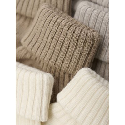 Minymo Kojenecké žebrované ponožky 3 ks - Light Taupe, vel. 15/18 - obrázek