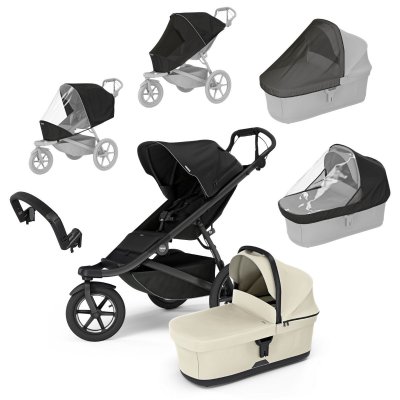 Thule Výhodný set Urban Glide 3 Kompletní kočárek + Pláštěnka + Moskytiéra + Madlo - Black/Beige