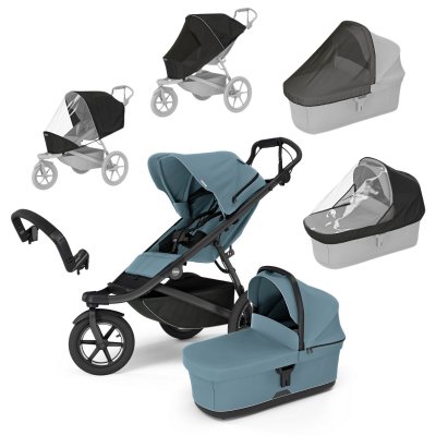 Thule Výhodný set Urban Glide 3 Kompletní kočárek + Pláštěnka + Moskytiéra + Madlo - Mid Blue
