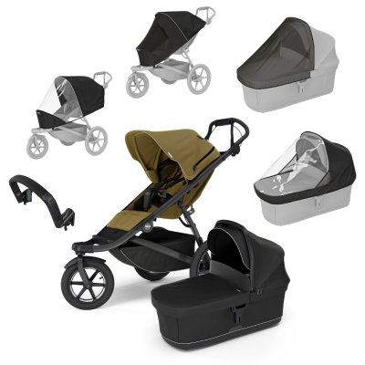 Thule Výhodný set Urban Glide 3 Kompletní kočárek + Pláštěnka + Moskytiéra + Madlo - Green/Black