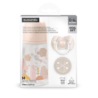 Suavinex Dreams Sada Láhev 270 ml + Dudlík fyziologický 0 - 6 m + Klip - Růžová - obrázek