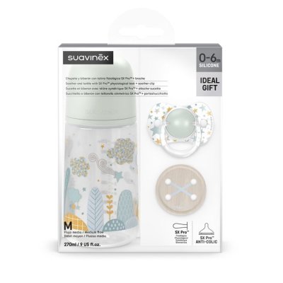 Suavinex Dreams Sada Láhev 270 ml + Dudlík fyziologický 0 - 6 m + Klip - Zelená - obrázek