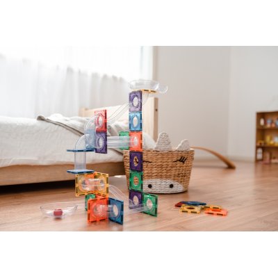 Connetix Magnetická kuličková dráha - Rainbow Ball Run Pack, 92 ks - obrázek