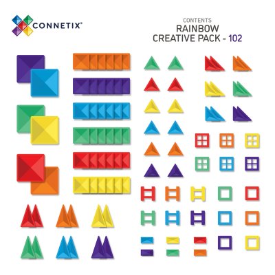 Connetix Magnetická stavebnice - Rainbow Creative Pack, 102 ks - obrázek