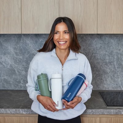 b.box Nerezová termoláhev s brčkem 690 ml - Olive - obrázek