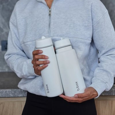 b.box Nerezová termoláhev s brčkem 690 ml - White Out - obrázek