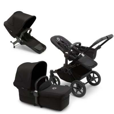 Bugaboo Donkey5 Kompletní kočárek + DÁREK Nástavec Duo - Black/Midnight Black