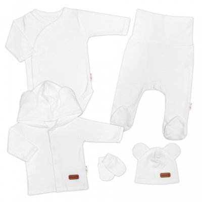 Baby Nellys Bavlněná souprava pro miminko do porodnice Made with Love - Bílá, vel. 56 - obrázek