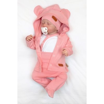 Baby Nellys Bavlněná souprava pro miminko do porodnice Made with Love - Růžová, vel. 50 - obrázek