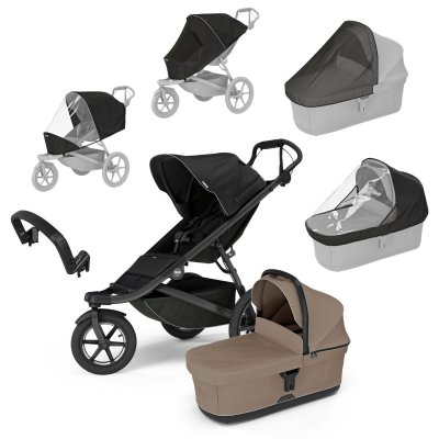 Thule Výhodný set Urban Glide 3 Kompletní kočárek + Pláštěnka + Moskytiéra + Madlo - Black/Taupe