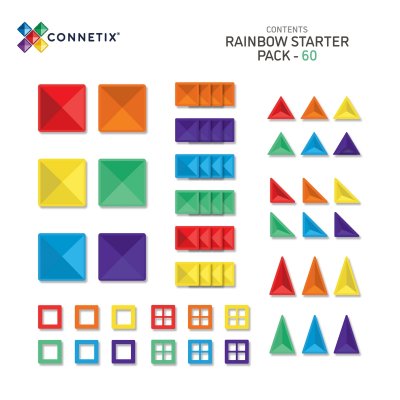 Connetix Magnetická stavebnice - Rainbow Starter Pack, 60 ks - obrázek