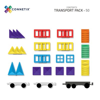 Connetix Magnetická stavebnice - Rainbow Transport Pack, 50 ks - obrázek