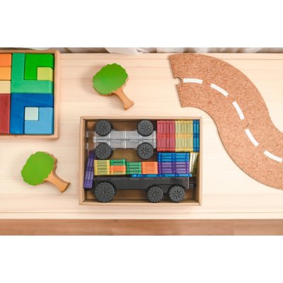 Connetix Magnetická stavebnice - Rainbow Transport Pack, 50 ks - obrázek