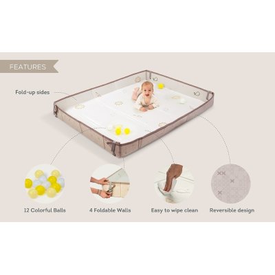 Taf Toys Hrací podložka pěnová s míčky - Brown Beige - obrázek