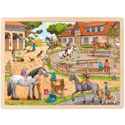 Goki Dřevěné puzzle - Jezdecká škola