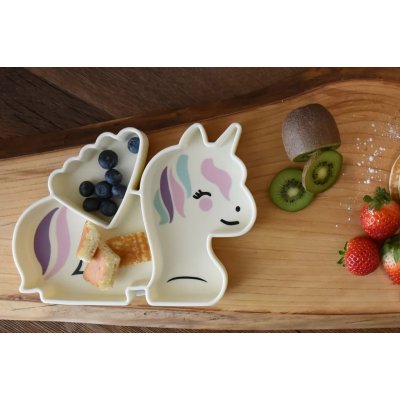 Melii Silikonový dělený talířek s přísavkou Luxe - Jednorožec - obrázek
