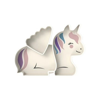 Melii Silikonový dělený talířek s přísavkou Luxe - Jednorožec