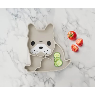 Melii Silikonový dělený talířek s přísavkou Luxe - Buldoček - obrázek