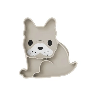 Melii Silikonový dělený talířek s přísavkou Luxe - Buldoček