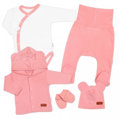 Baby Nellys Bavlněná souprava pro miminko do porodnice Made with Love - Růžová, vel. 56 - obrázek