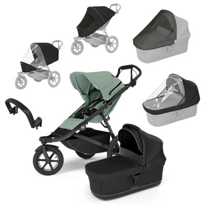 Thule Výhodný set Urban Glide 3 Kompletní kočárek + Pláštěnka + Moskytiéra + Madlo - Mist Green