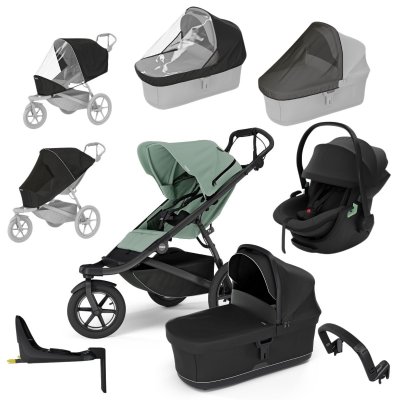 Thule Urban Glide 3 Kompletní kočárek + Autosedačka Maple + Základna + Příslušenství - Mist Green