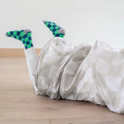 3 Sprouts Dětský Tunel Recycled - Checkerboard Beige - obrázek