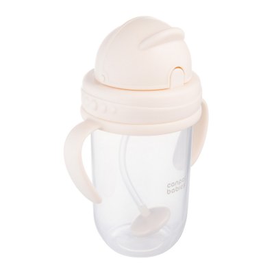 Canpol babies Hrneček nevylévací se slámkou a závažím 270 ml - Krémový - obrázek