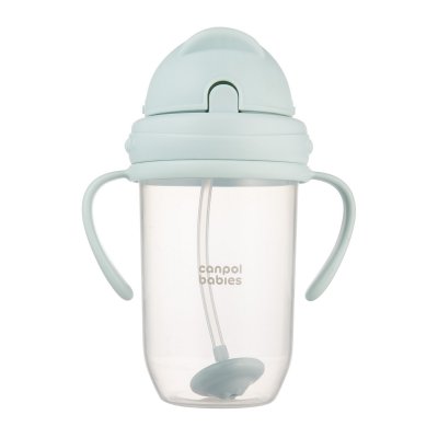 Canpol babies Hrneček nevylévací se slámkou a závažím 270 ml - Zelený - obrázek