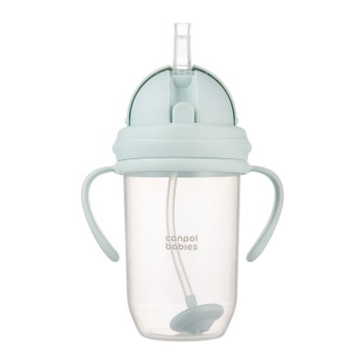 Canpol babies Hrneček nevylévací se slámkou a závažím 270 ml - Zelený