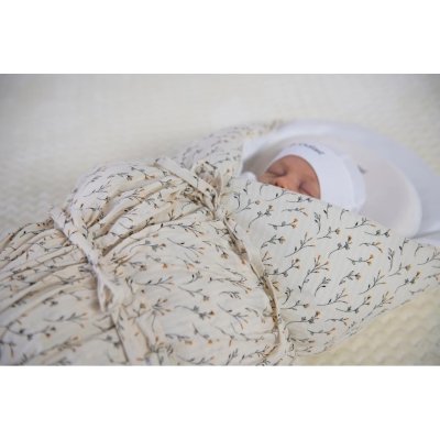 Little Angel zavinovačka šněrovací pevná záda Outlast® - Krémová/Černožluté větvičky - obrázek